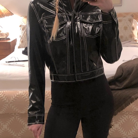 Nine West black leather jacket